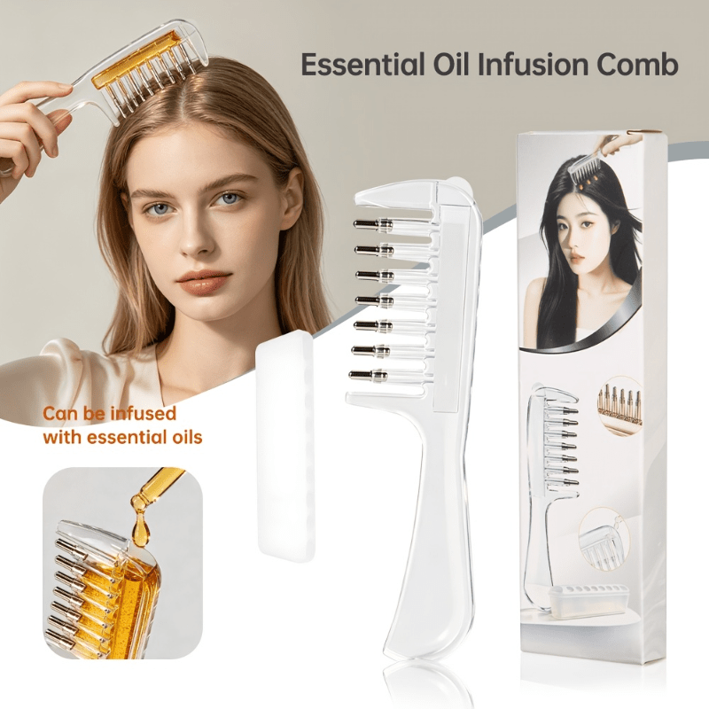 Hair Care Tonic - Transparenter Haarkamm mit ätherischem Öl-Applikator, wiederverwendbar,