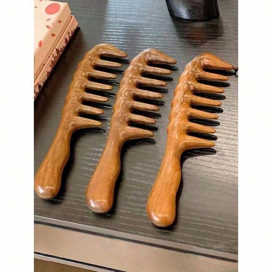 Hair Care Wavy Hair - 1-teiliger breitzinkiger Kamm aus natürlichem Sandelholz,