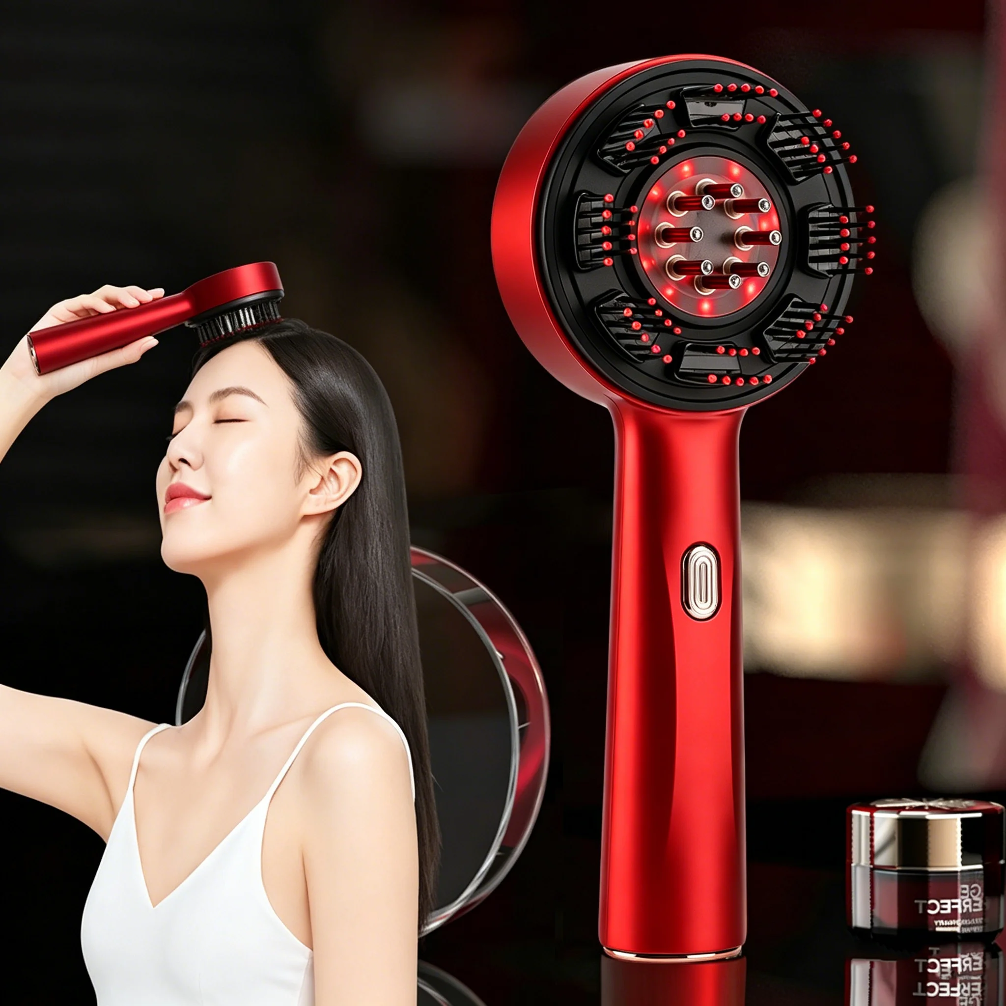 Hair Care Growth - Elektrischer Massagekamm Tragbarer Haarfollikel-Kamm Kopfhaut-Öl-Applikator Vibrations-Kopfmassagegerät