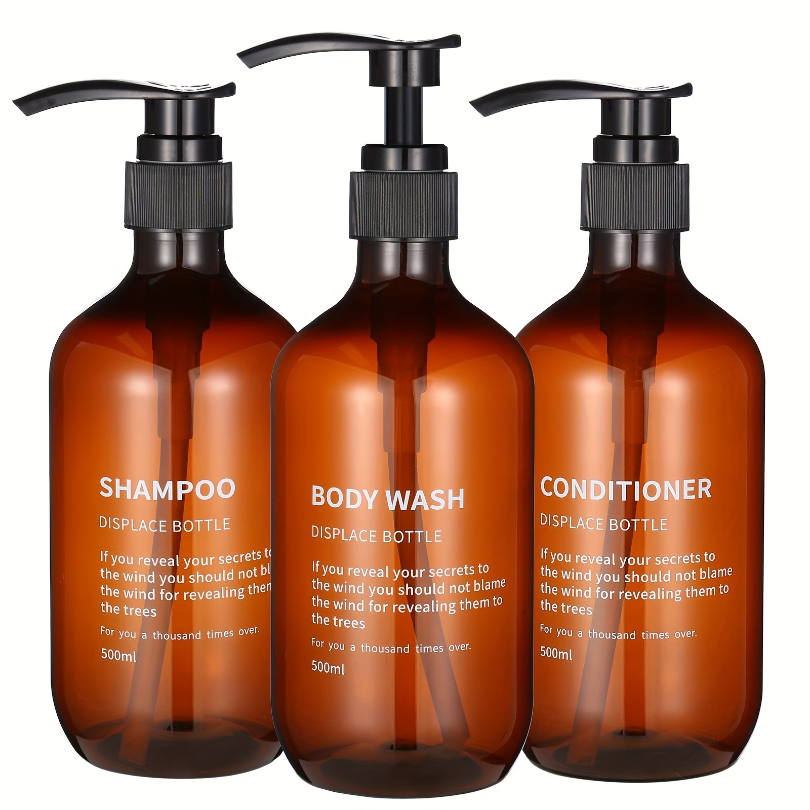 Hair Care Tonic - 3-teiliges wasserdichtes Shampoo-Conditioner-Spender-Set, wiederverwendbare Pumpflaschen für