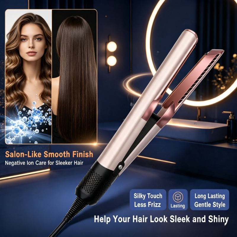 Hair Care Clinic - Negativ-Ionen-Haarpflege-Set, Nass-Trocken 2-in-1 Glätteisen-Trockner für die