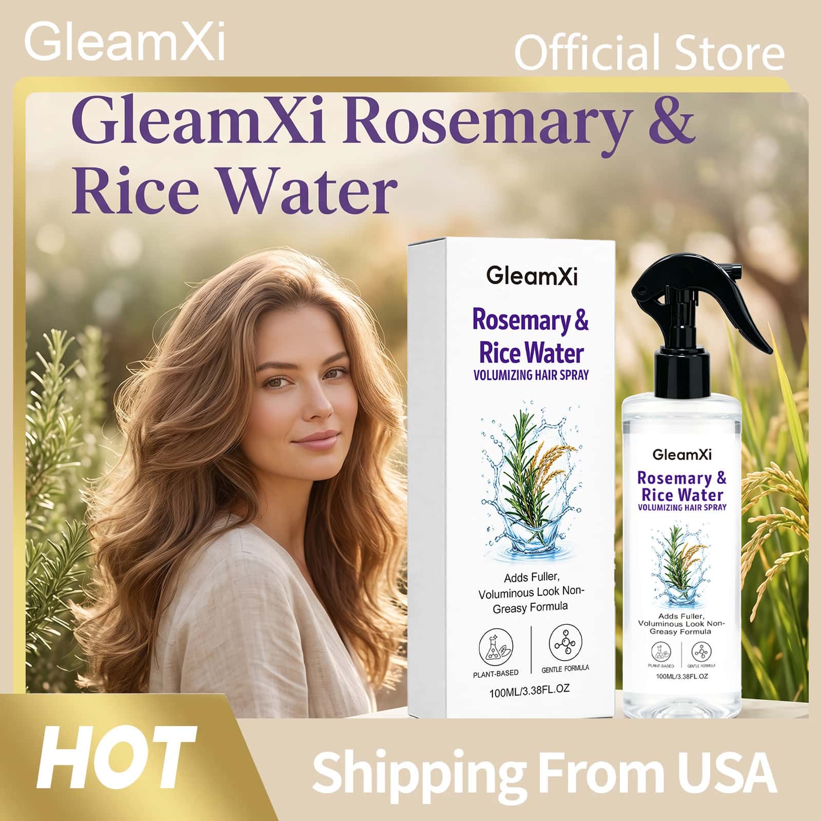 Hair Care With Rice Water - GleamXi Rosmarin-Reiswasser Haarpflege-Spray Nährend Stärkend Nicht-Fettig