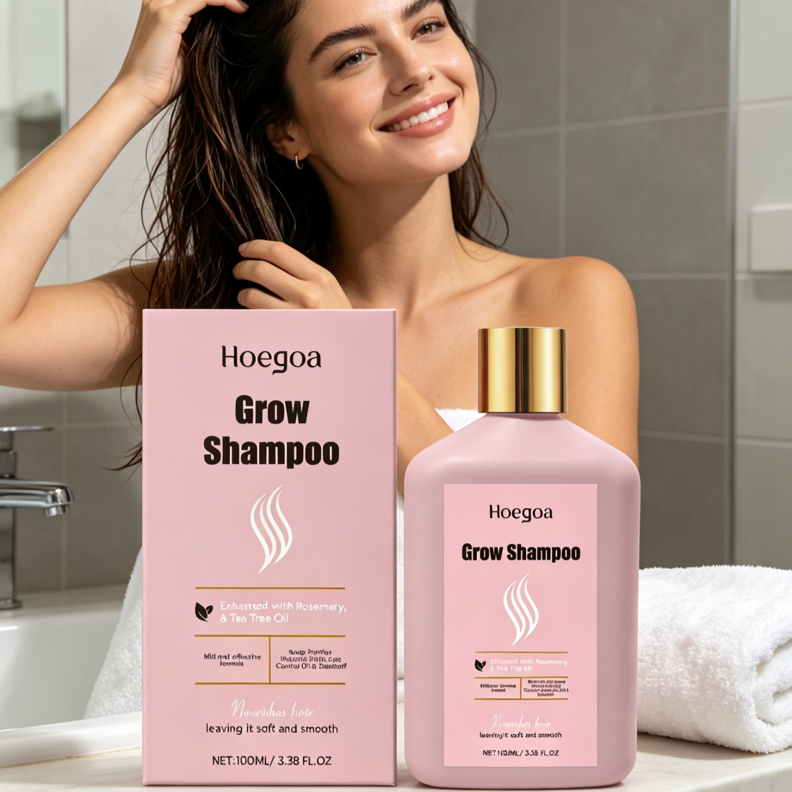 Hair Care Herbal - Hoegoa Rosmarin-Haarshampoo Tiefenpflegend Kopfhaut-Reparatur Spliss-Entfernung Anti-Frizz